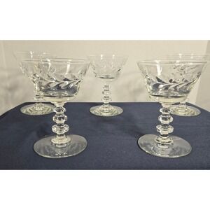 SET OF 5- Libbey Rock Sharpe CHAMPAGNE/SHERBET 4oz Goblets Glasses 5" Vintage